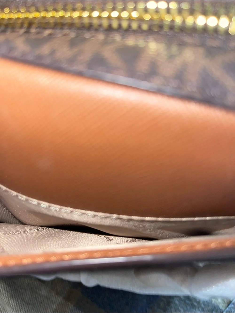 Michael Kors Brown and Tan MK Signature Crossbody Bag